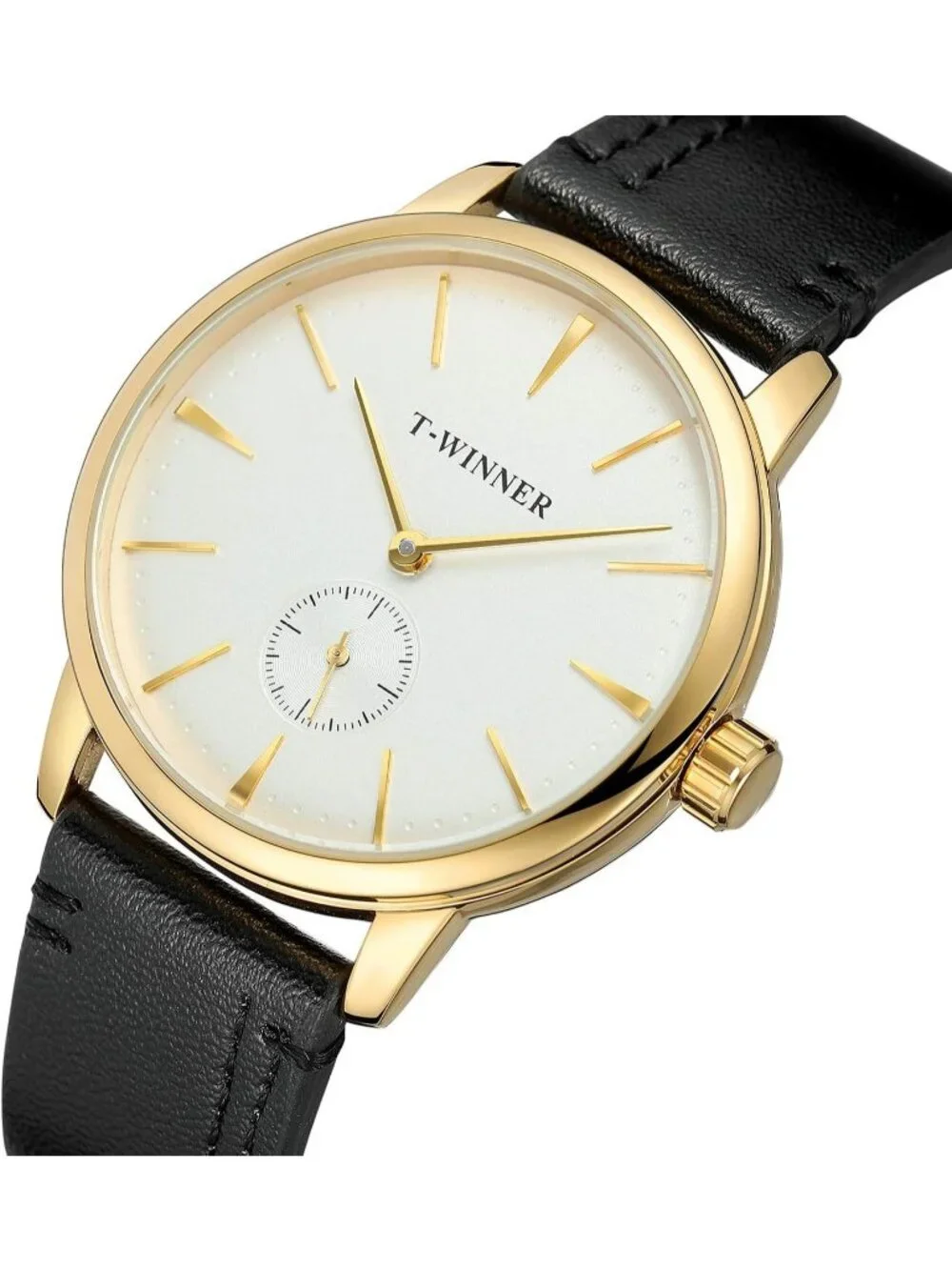 Men's White Gold Black Analog Sport Style Mechanical Hand-Wind Wrist Watch